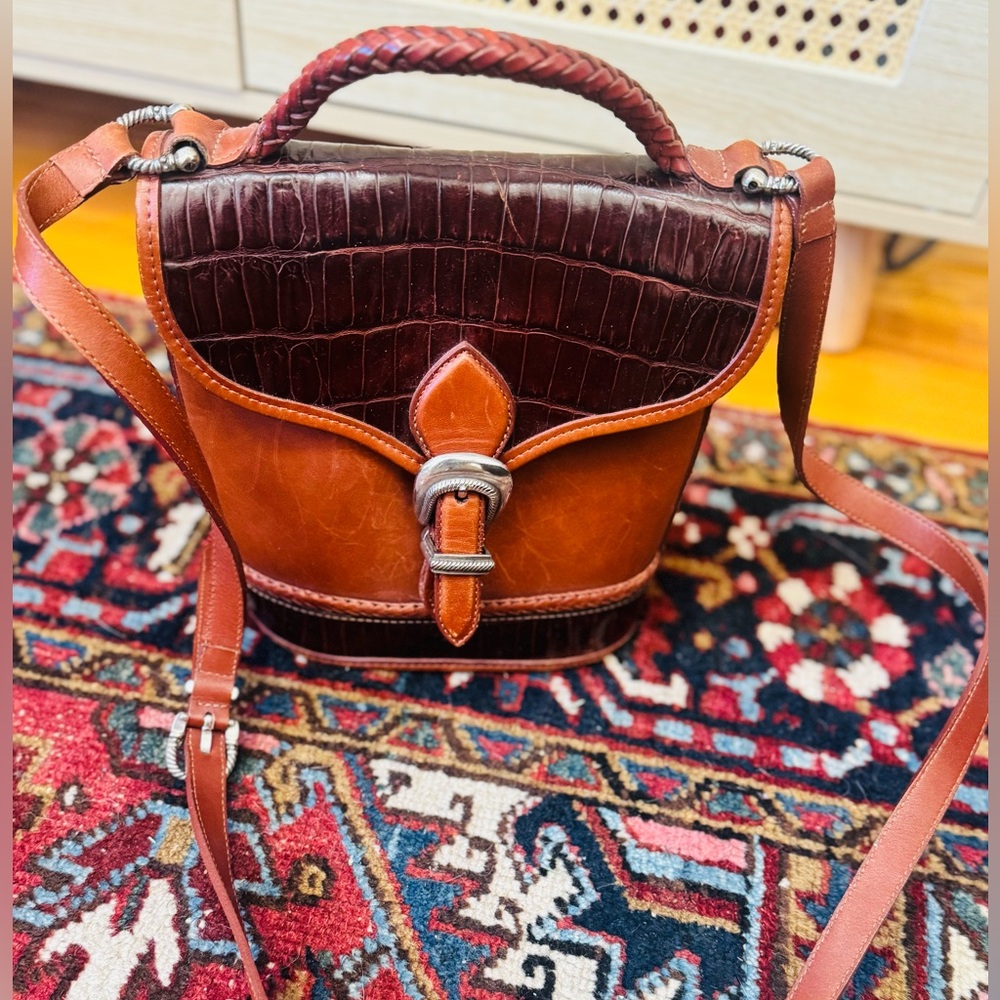 Vintage Croc Leather Crossbody Bag